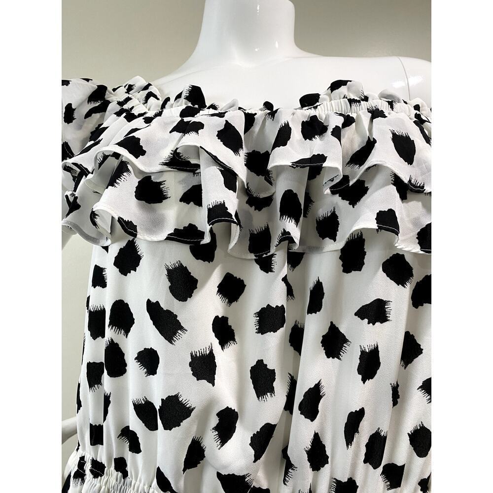 Stylish Black and White Ruffle Mini Dress - Picture 9 of 10
